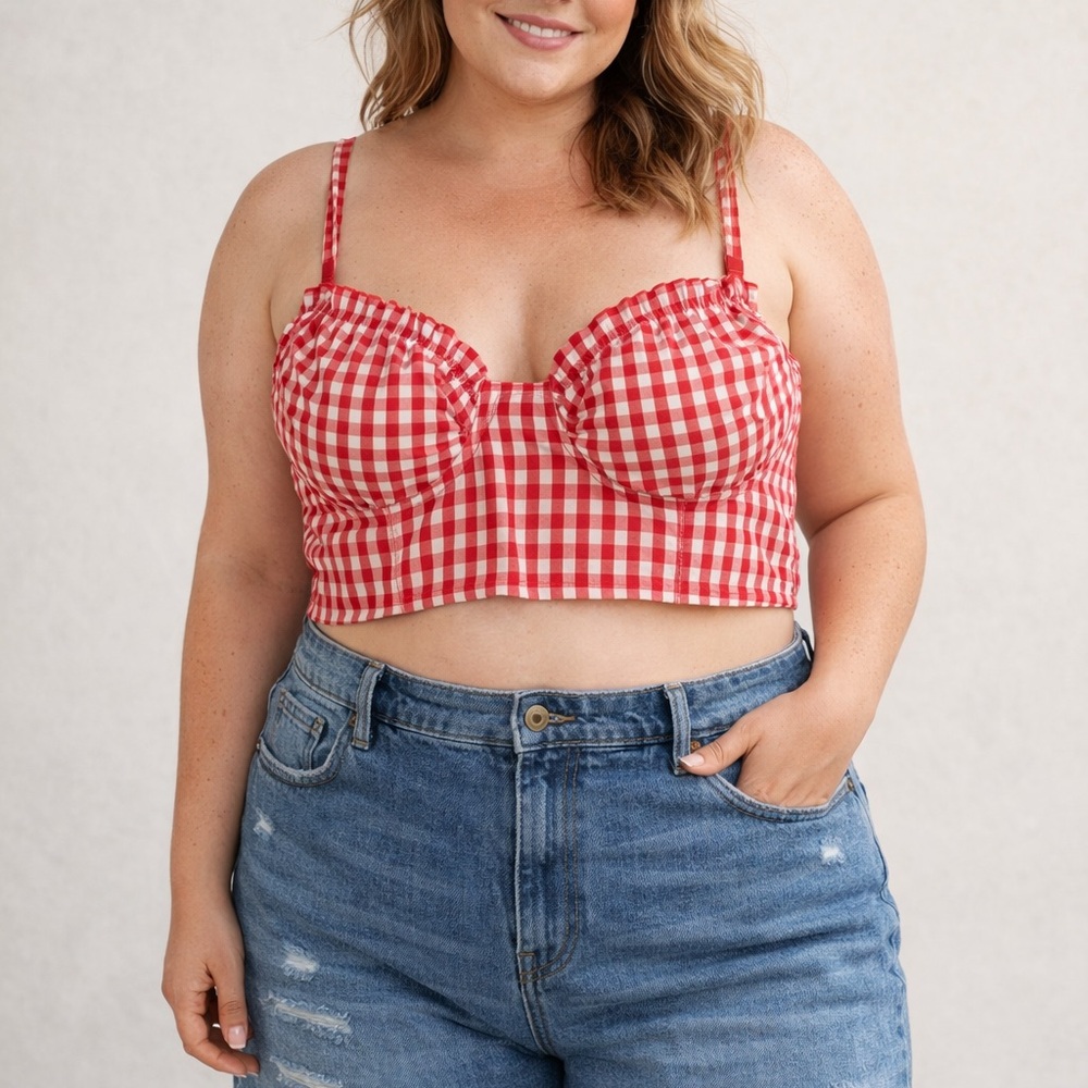 Colsie Red and White Gingham Top